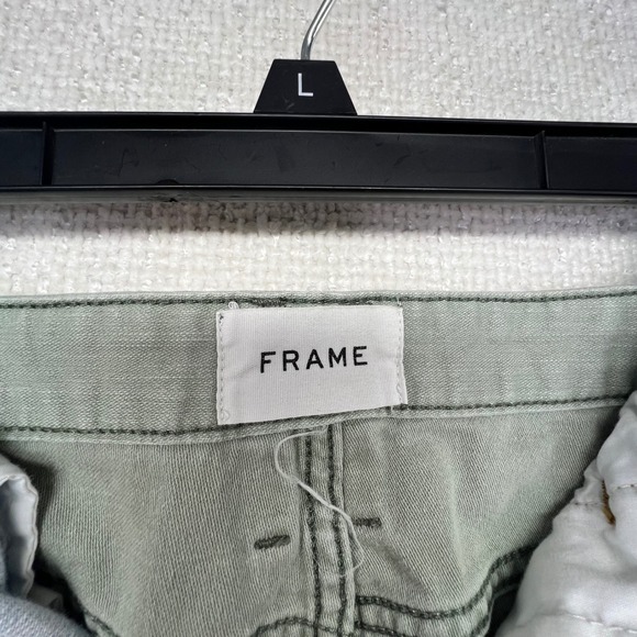 FRAME Denim Mini Skirt Womens Blue‎ Green Frayed Hem Utility Pockets - Picture 14 of 14